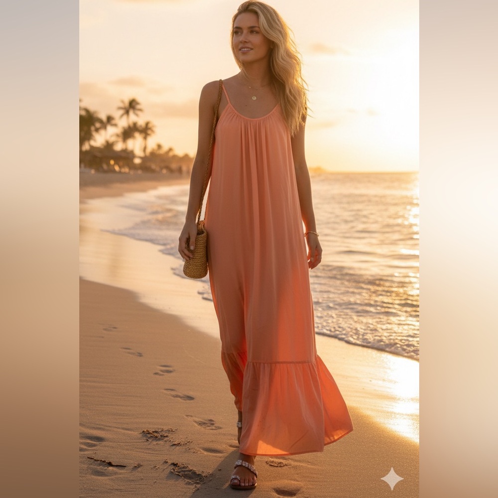 New ASOS DESIGN Coral Floaty Maxi Dress